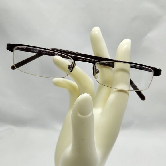 💜Vintage Versace Plum Rimless Eyeglasses & Hardshell Case - Picture 4 of 16